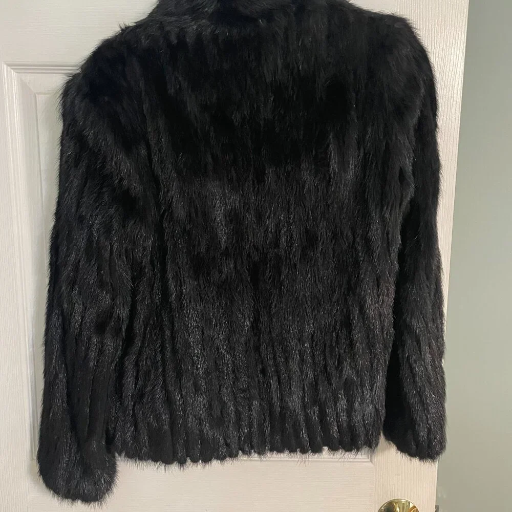 Black Mink Fur Jacket Coat Saga size Medium - Picture 2 of 5